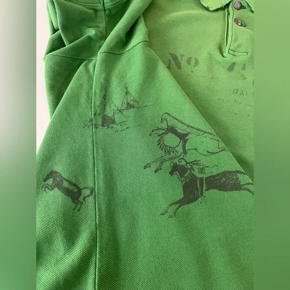 Polo by Ralph Lauren Vintage Green Indian Head Adirondack Custom Fit Polo XXL - Picture 6 of 13